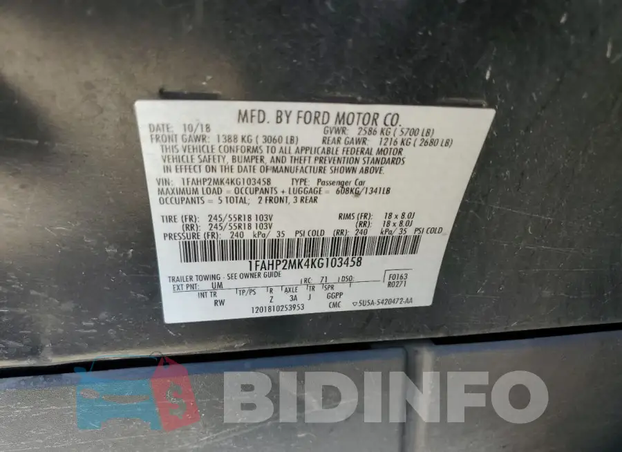 1FAHP2MK4KG103458 Photo# 12
