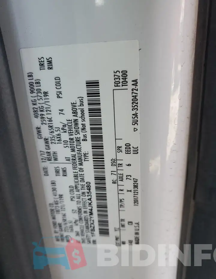 1FBZX2YM4JKA35480 Photo# 13