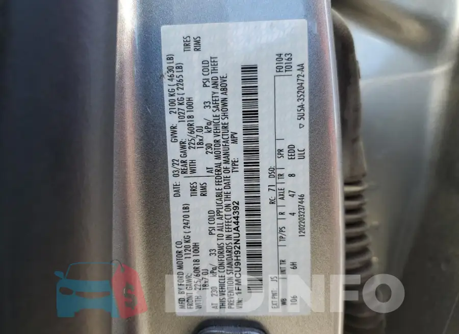 1FMCU9H92NUA44392 Photo# 13
