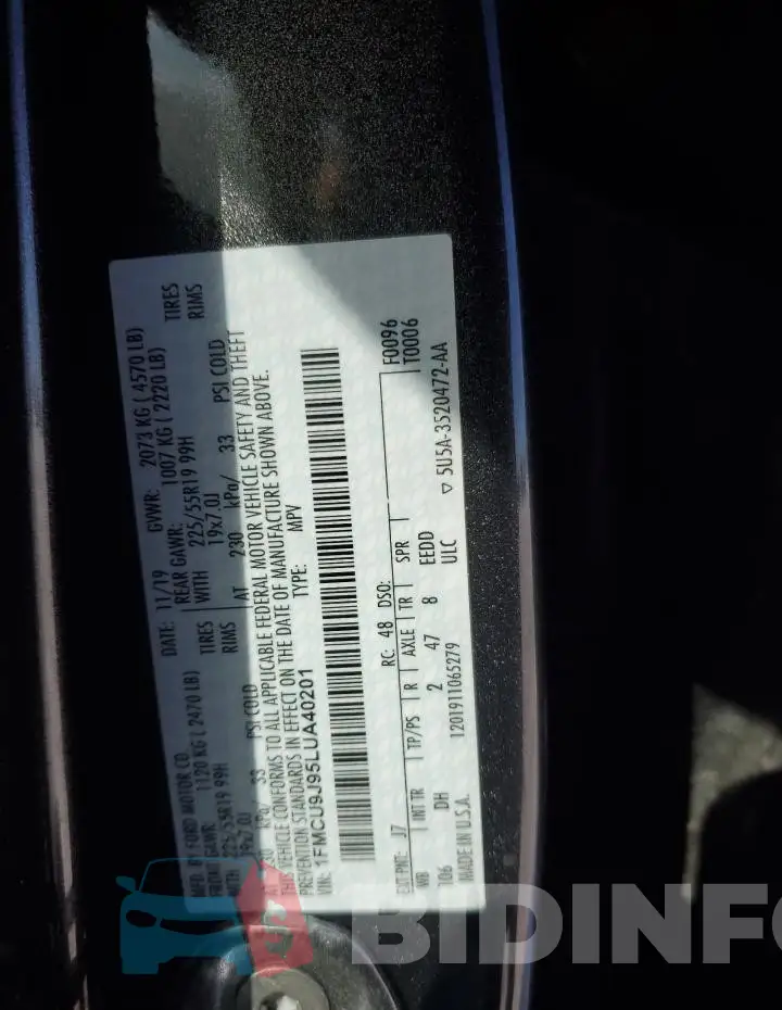 1FMCU9J95LUA40201 Photo# 14