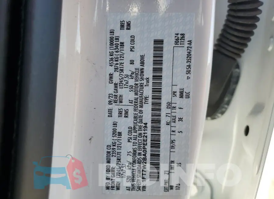 1FT7W2BA0PEE21194 Photo# 12