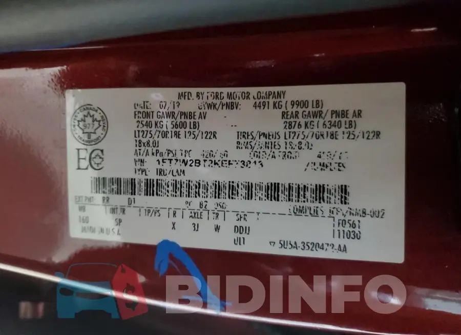 1FT7W2BT2KEF73813 Photo# 13