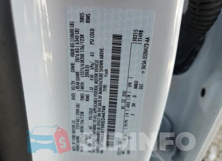 1FT8W2BT5RED44749 Photo# 13