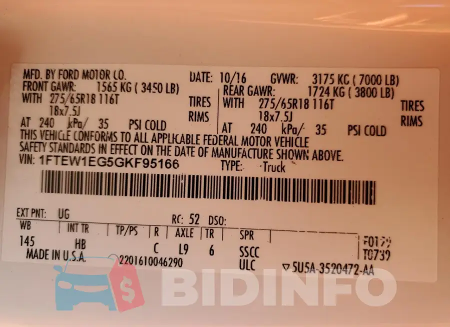 1FTEW1EG5GKF95166 Photo# 12