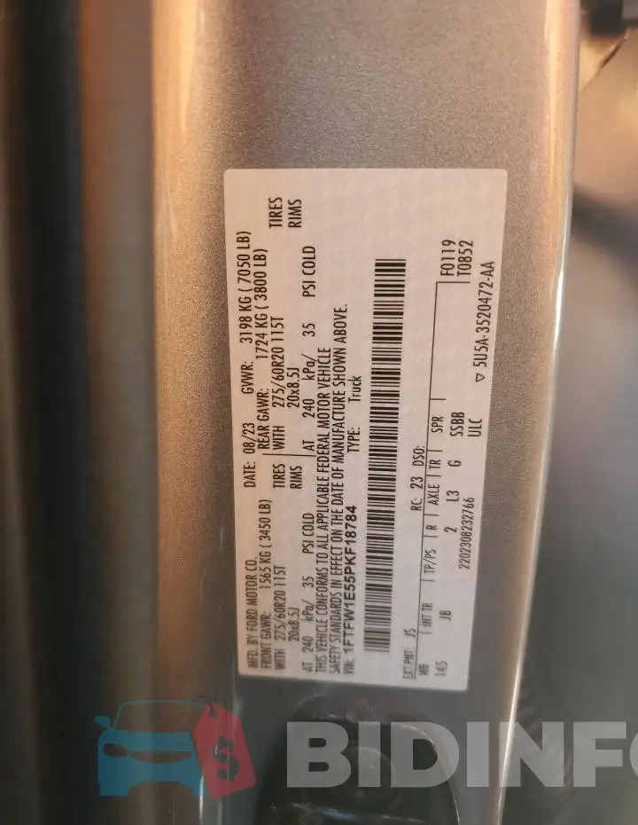 1FTFW1E55PKF18784 Photo# 12