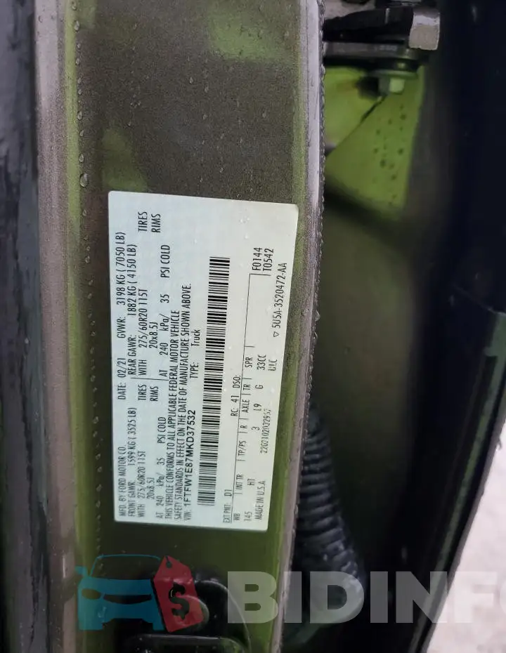 1FTFW1E87MKD37532 Photo# 12