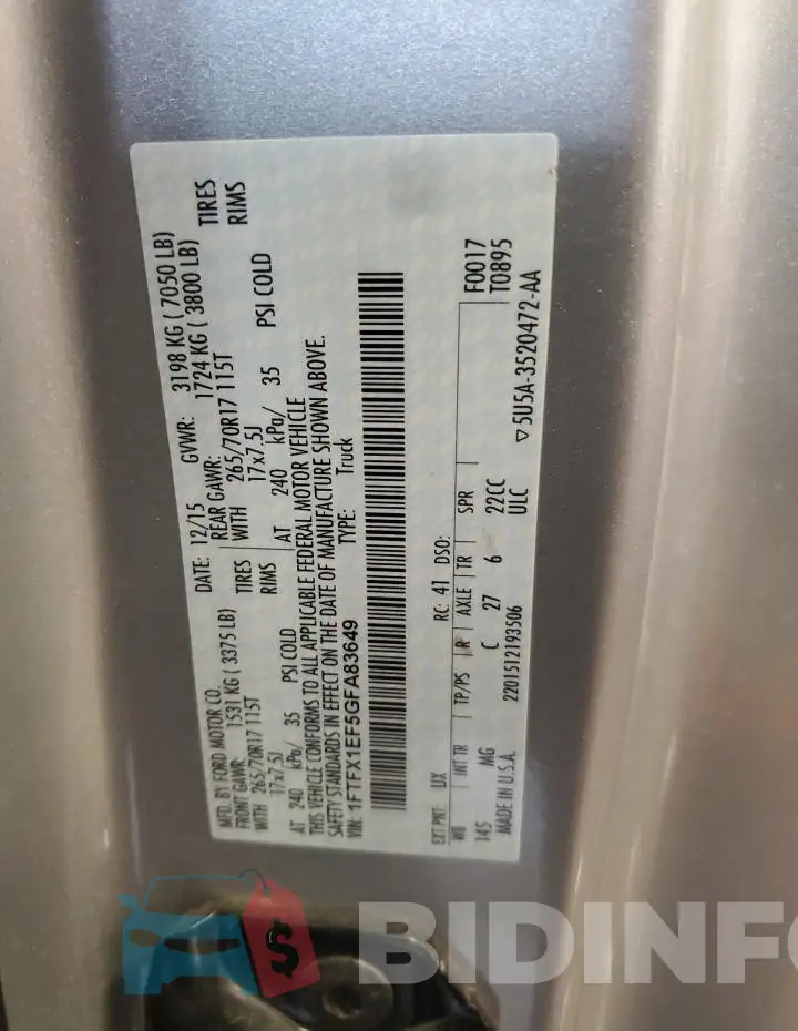 1FTFX1EF5GFA83649 Photo# 12