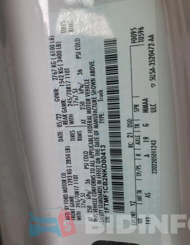 1FTMF1CB2NKD00413 Photo# 12