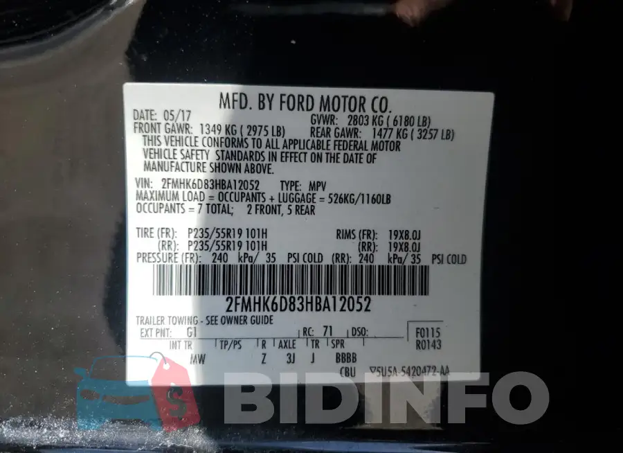 2FMHK6D83HBA12052 Photo# 13