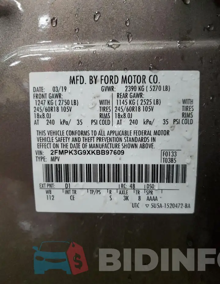 2FMPK3G9XKBB97609 Photo# 14