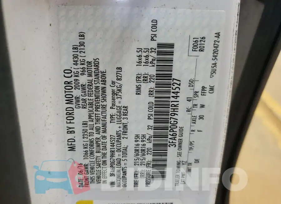3FA6P0G79HR144527 Photo# 12