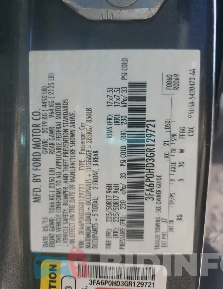 3FA6P0HD3GR129721 Photo# 13