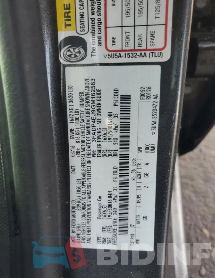 3FADP4EJ9GM162583 Photo# 14