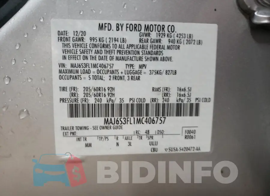 MAJ6S3FL1MC406757 Photo# 13