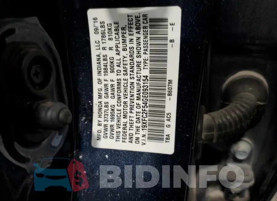 19XFC2F54GE093154 Photo# 12