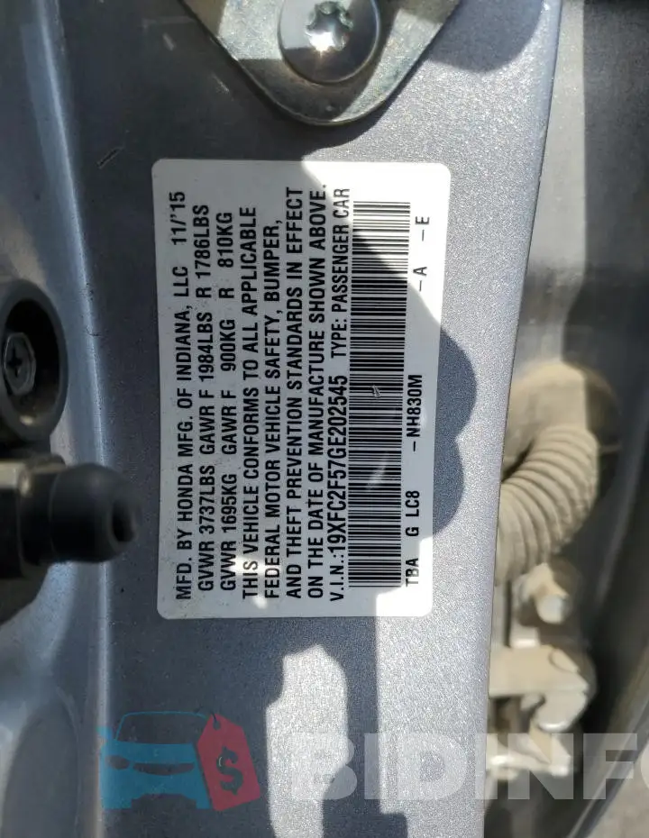 19XFC2F57GE202545 Photo# 12