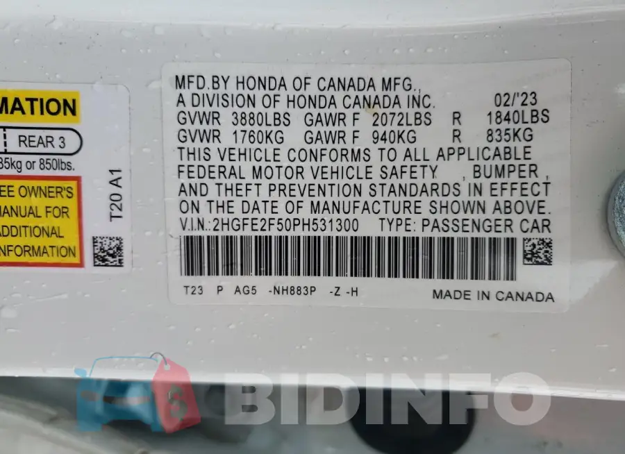 2HGFE2F50PH531300 Photo# 12