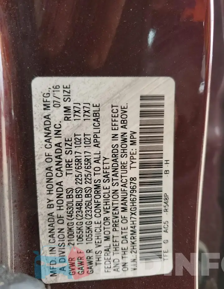 2HKRM4H7XGH679678 Photo# 13