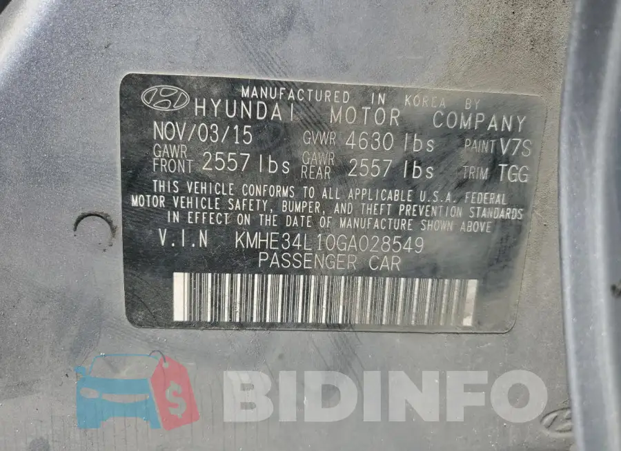 KMHE34L10GA028549 Photo# 12