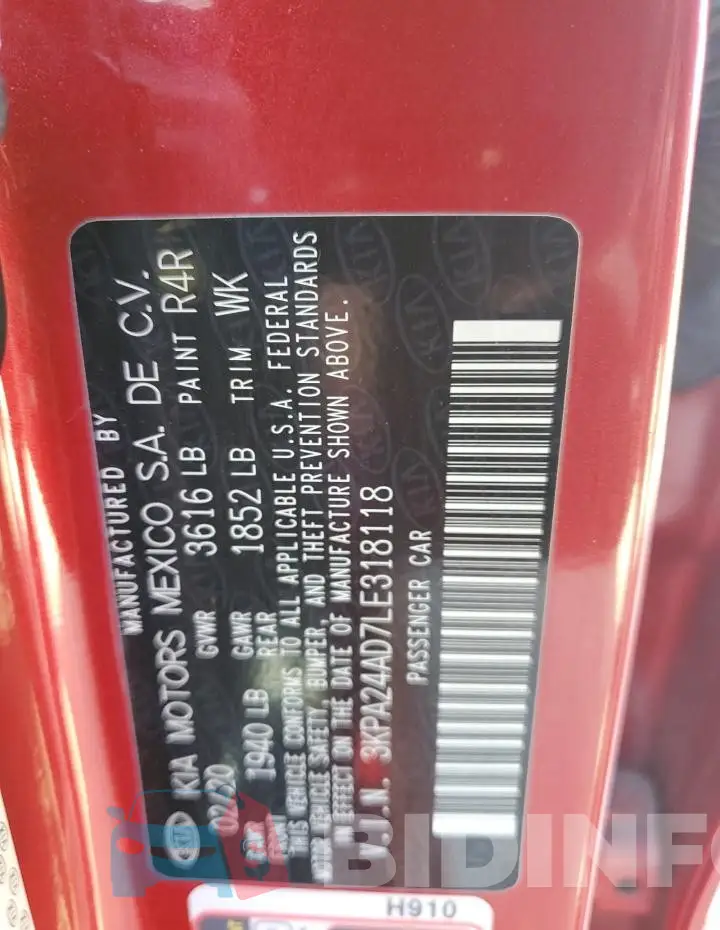 3KPA24AD7LE318118 Photo# 12