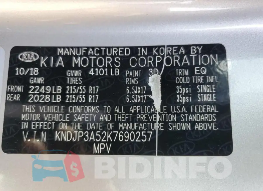 KNDJP3A52K7690257 Photo# 12