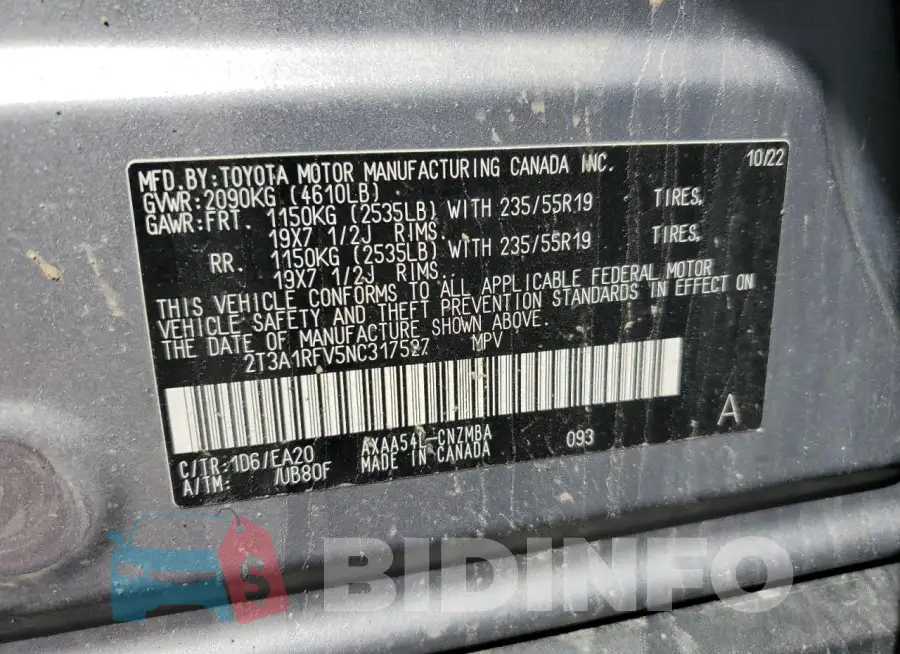 2T3A1RFV5NC317527 Photo# 12