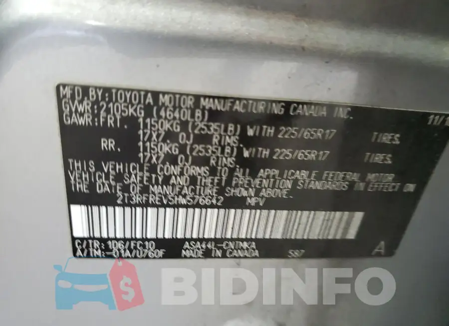 2T3RFREV5HW576642 Photo# 13