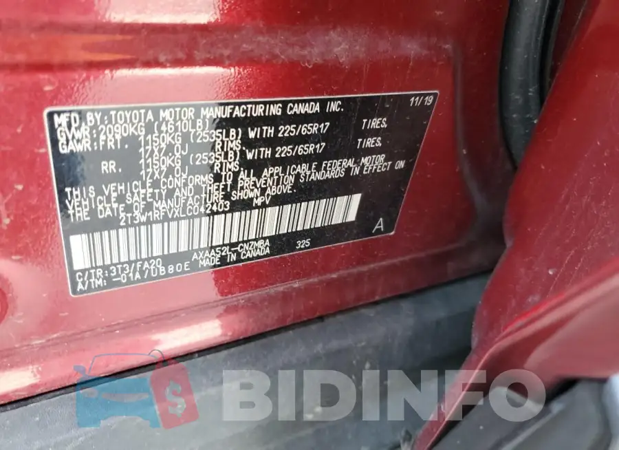 2T3W1RFVXLC042403 Photo# 13