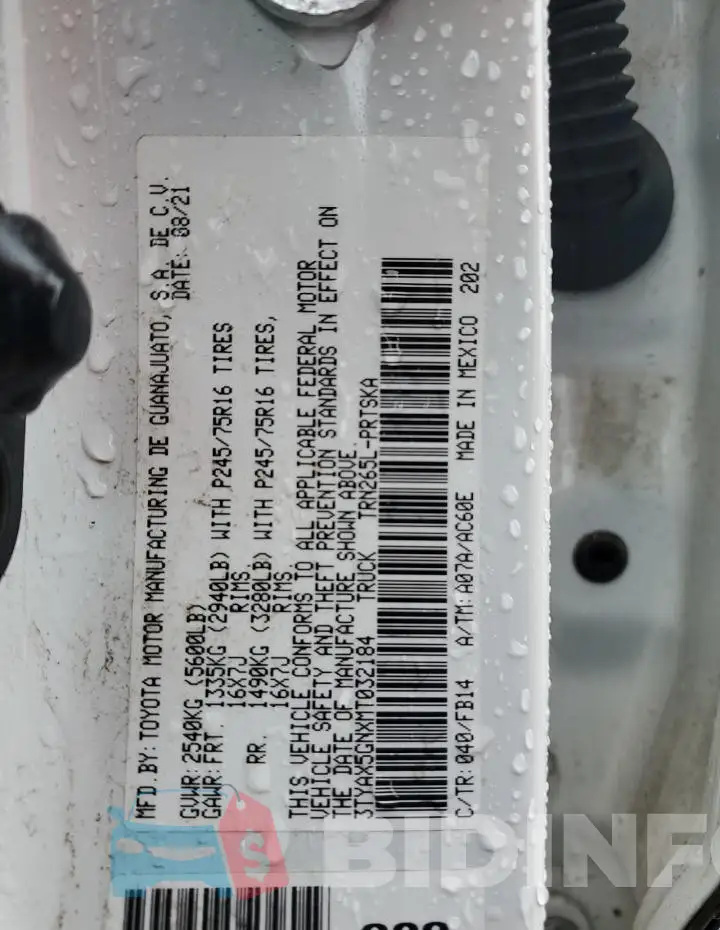 3TYAX5GNXMT032184 Photo# 13