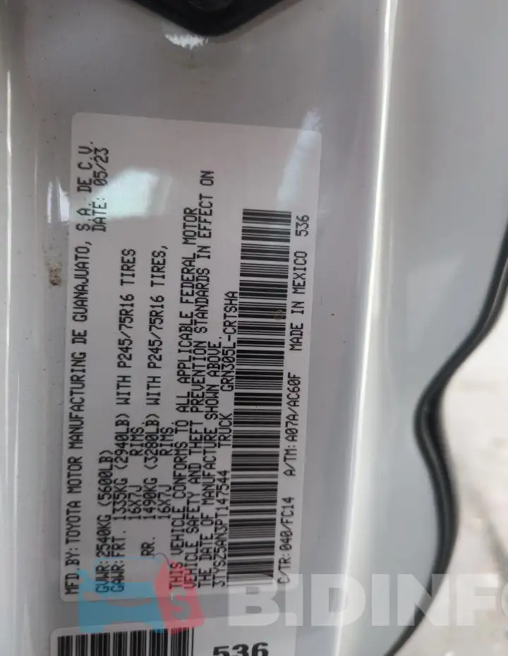 3TYSZ5AN3PT147544 Photo# 12