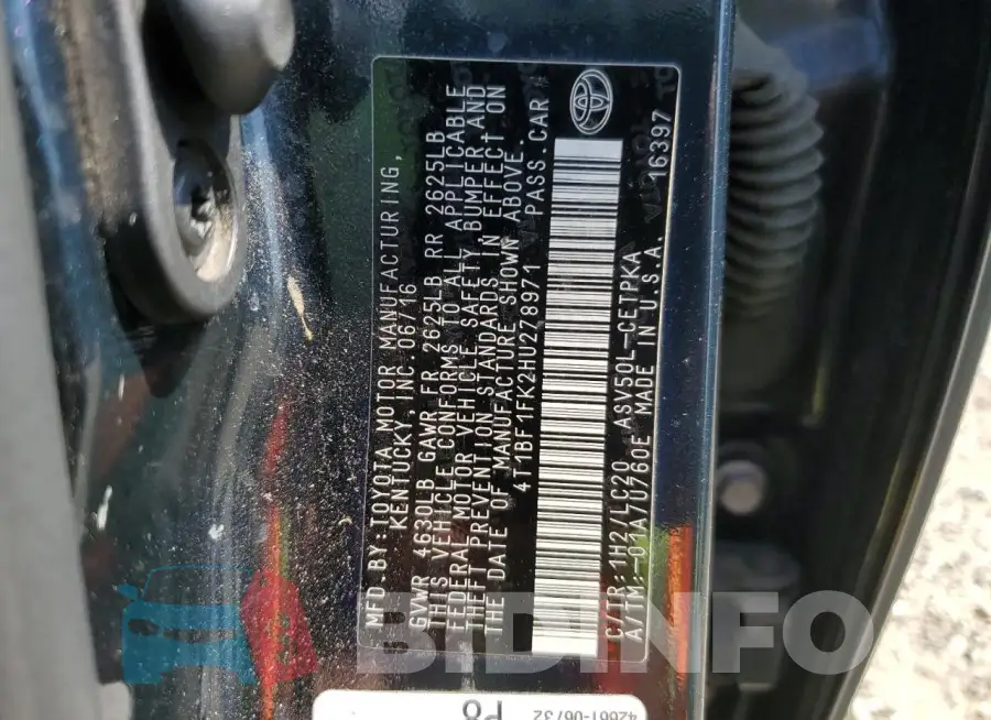 4T1BF1FK2HU278971 Photo# 12