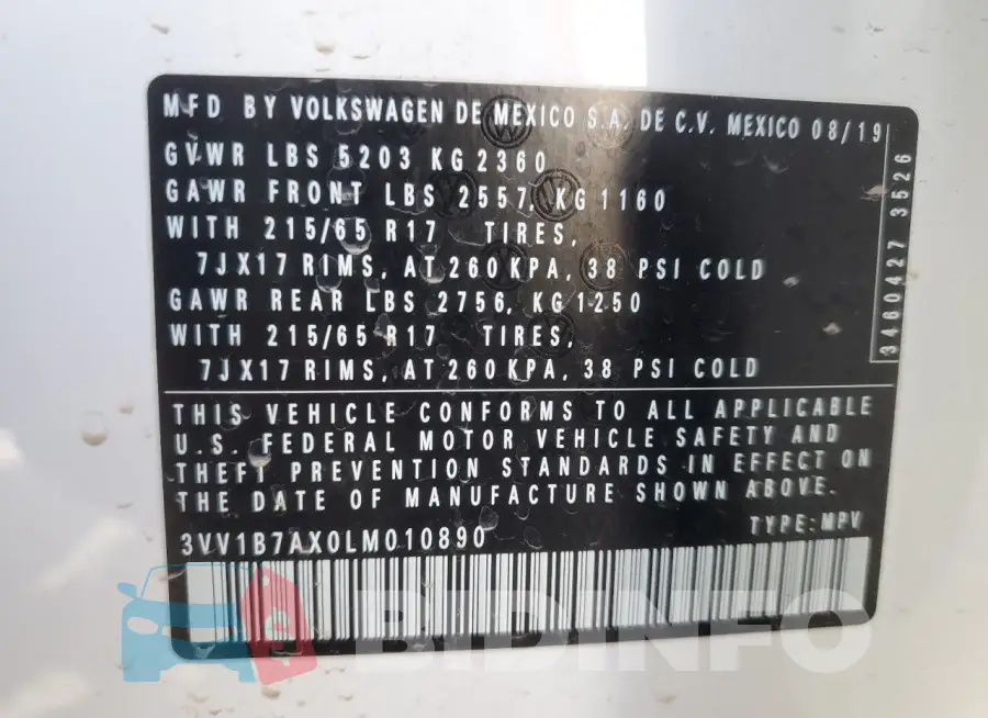 3VV1B7AX0LM010890 Photo# 13