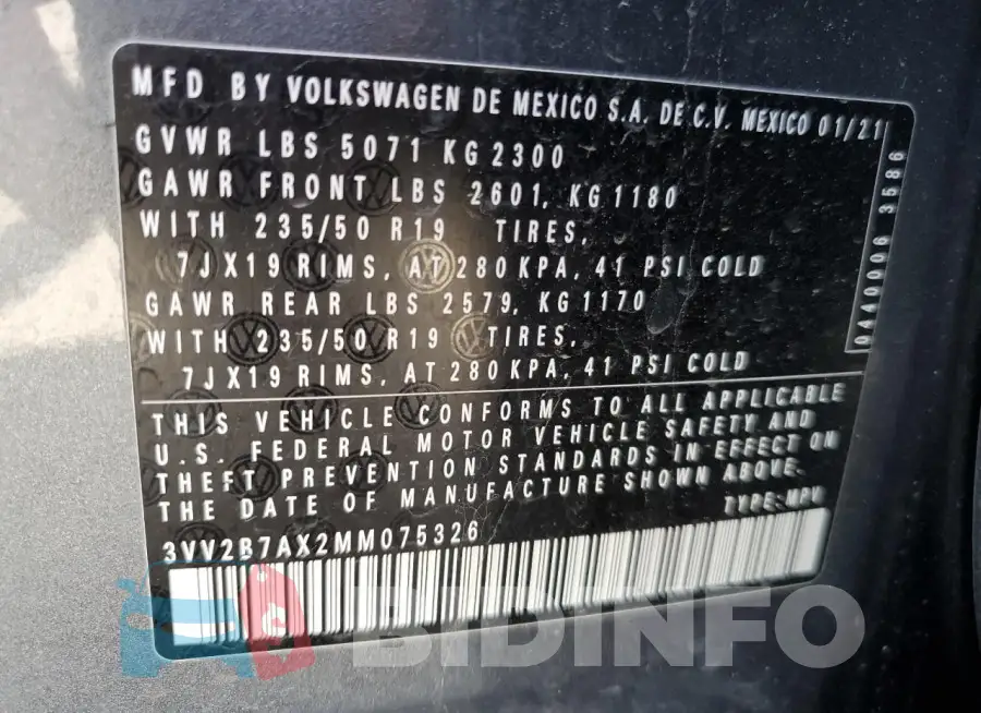 3VV2B7AX2MM075326 Photo# 13