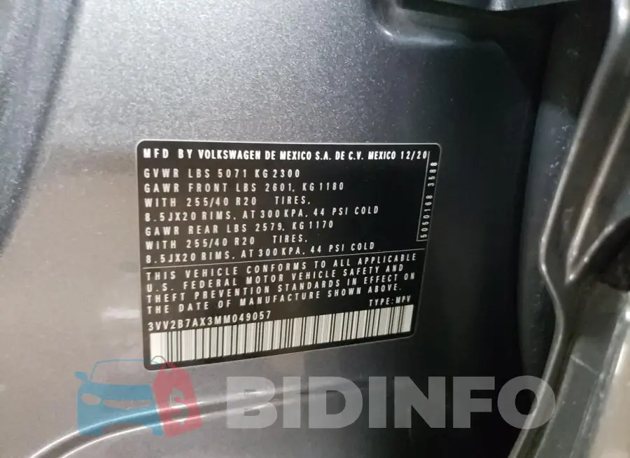 3VV2B7AX3MM049057 Photo# 13