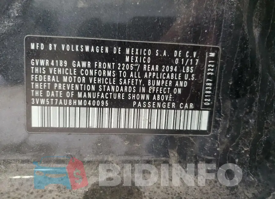 3VW5T7AU8HM040095 Photo# 12