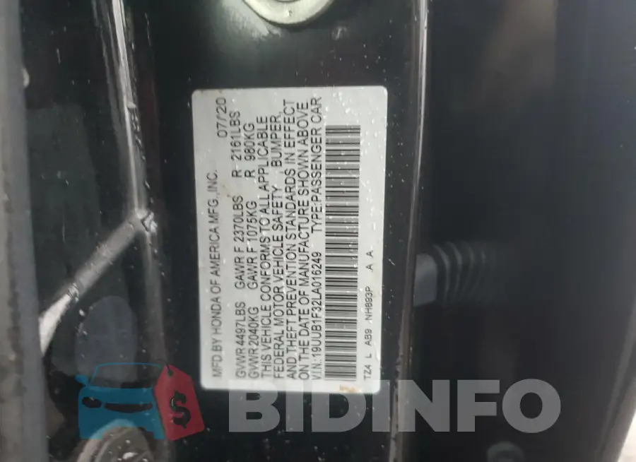 19UUB1F32LA016249 Photo# 12