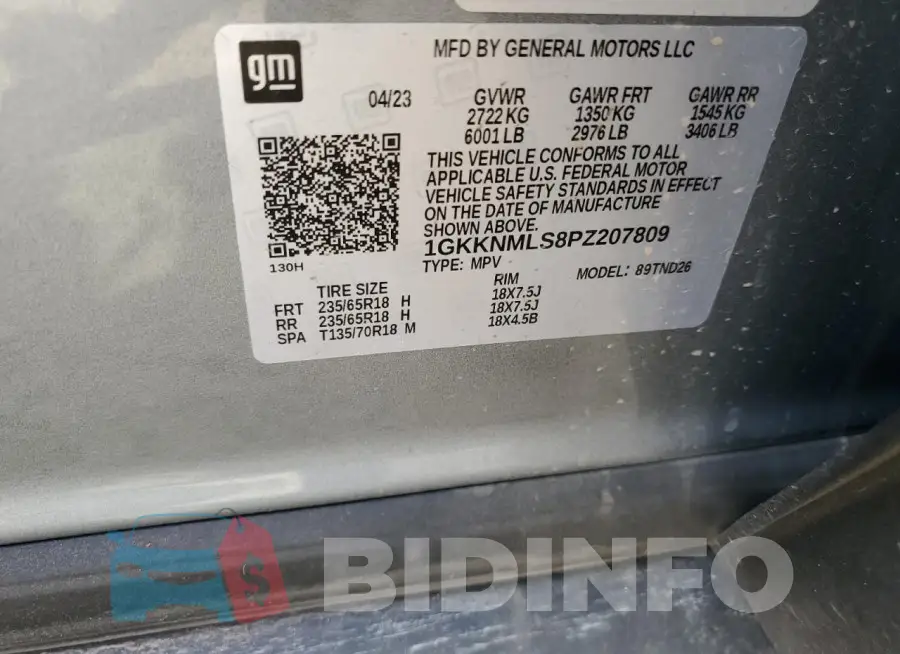 1GKKNMLS8PZ207809 Photo# 13