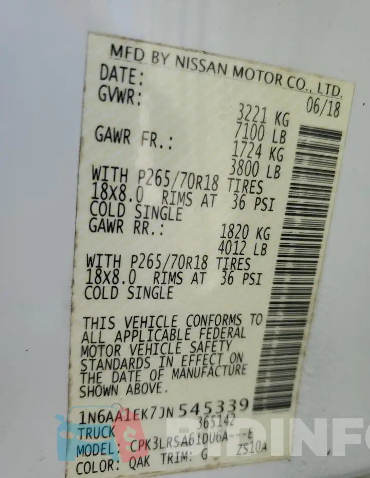 1N6AA1EK7JN545339 Photo# 12
