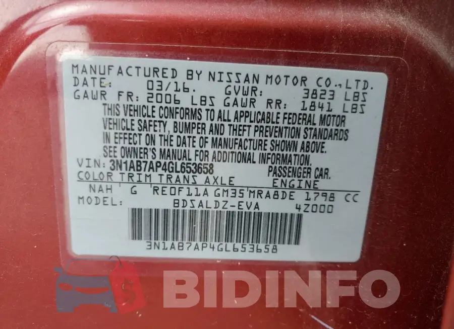 3N1AB7AP4GL653658 Photo# 13