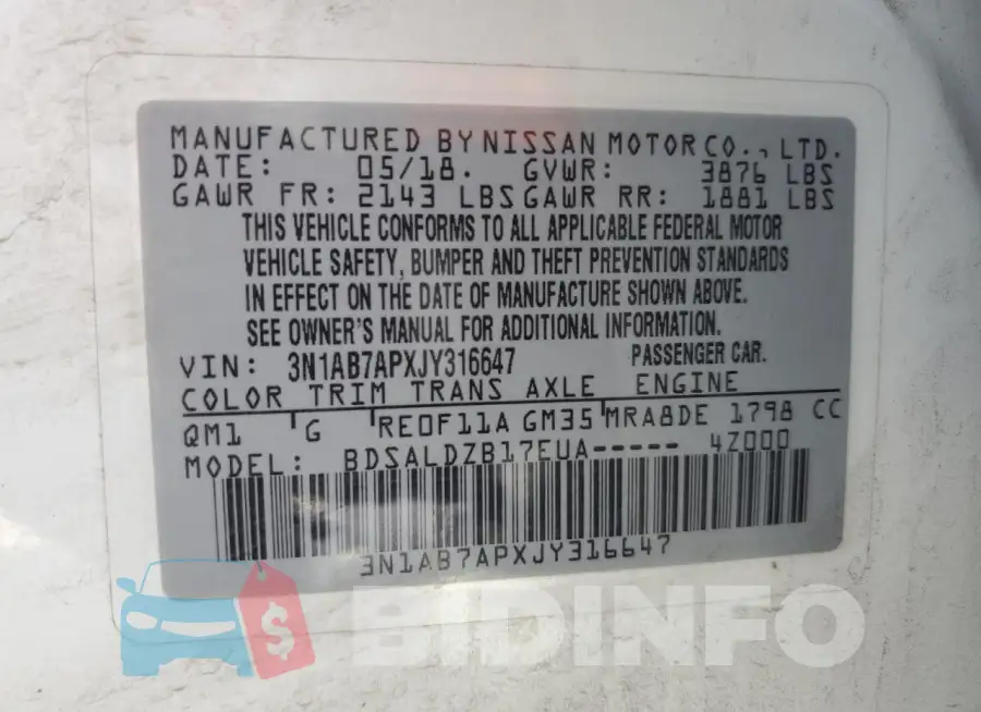 3N1AB7APXJY316647 Photo# 12