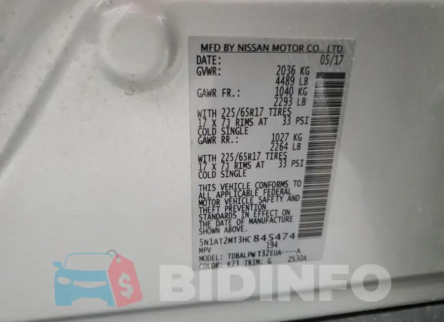 5N1AT2MT3HC845474 Photo# 13