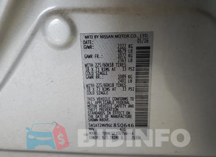 5N1AT2MV9GC850646 Photo# 13