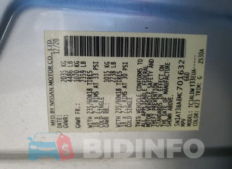 5N1AT3BA8MC701632 Photo# 13