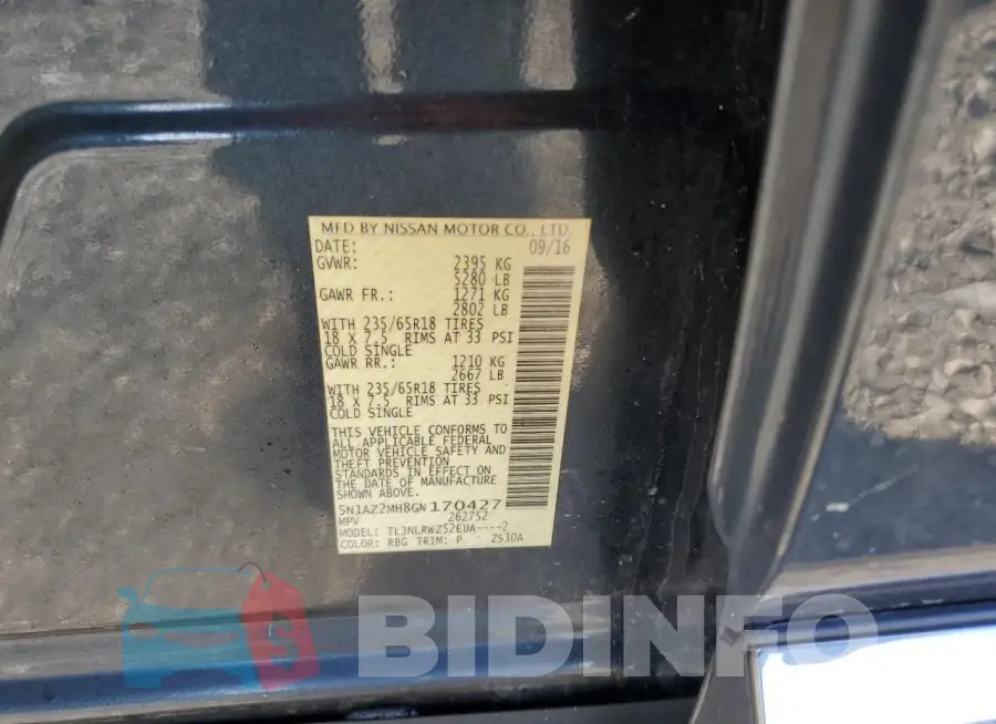 5N1AZ2MH8GN170427 Photo# 14
