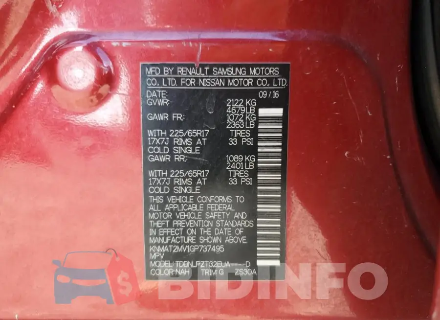 KNMAT2MV1GP737495 Photo# 14