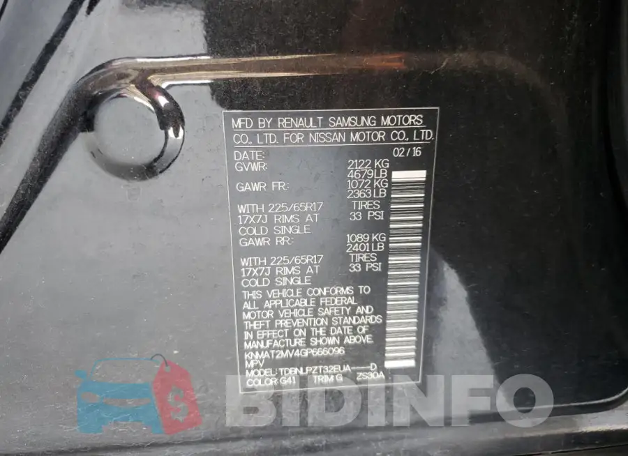 KNMAT2MV4GP666096 Photo# 13