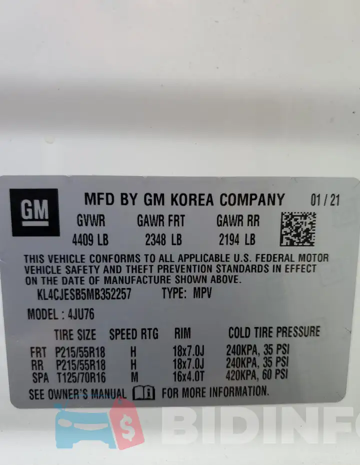 KL4CJESB5MB352257 Photo# 13