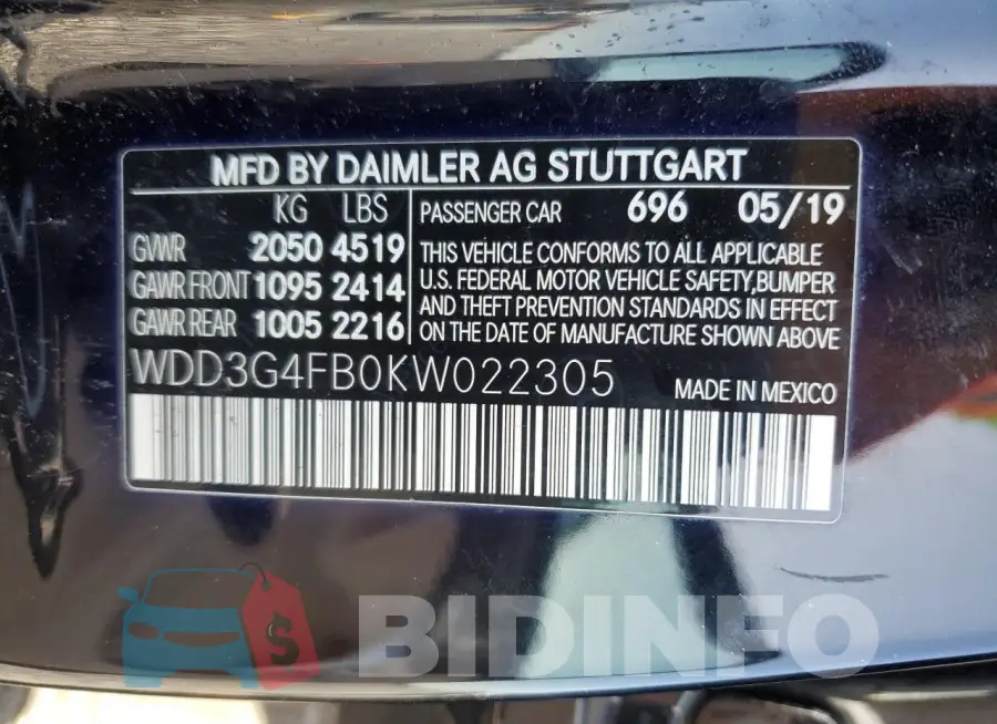WDD3G4FB0KW022305 Photo# 12