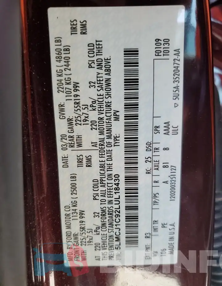 5LMCJ1C92LUL18430 Photo# 12