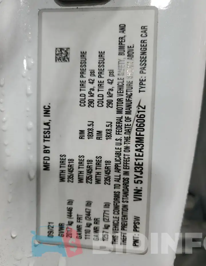 5YJ3E1EA3MF060612 Photo# 12